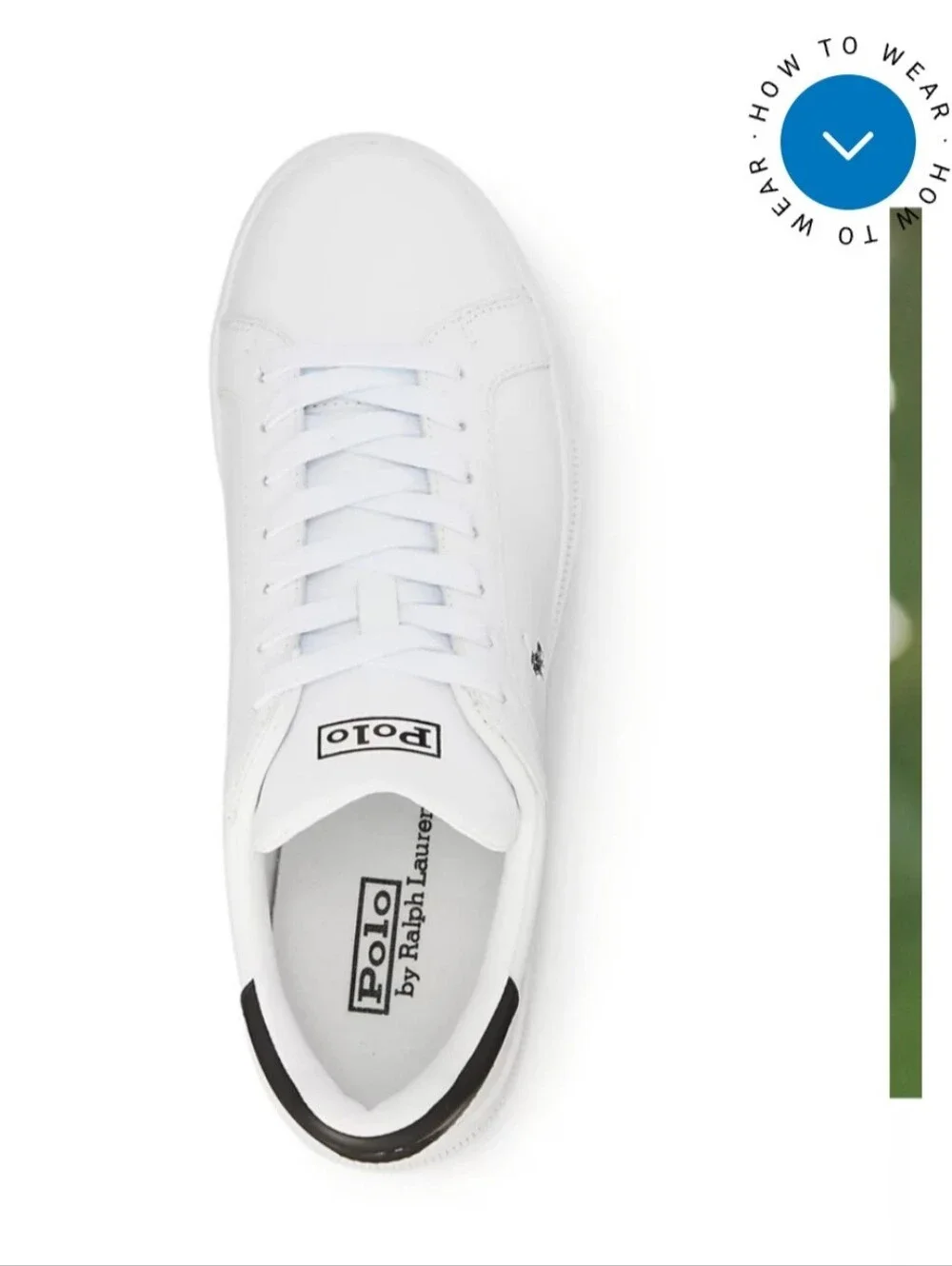 Polo Ralph Lauren Heritage Court White Low Top Leather Sneakers Black Heel 10.5